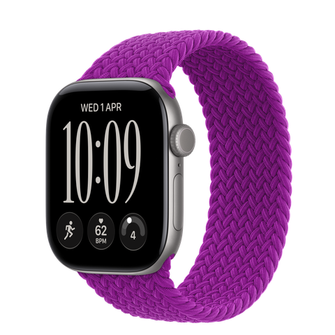 Apple Watch Series 12 GPS + Cellular, 42mm Space Grey Aluminium Case with Magenta Braided Solo Loop