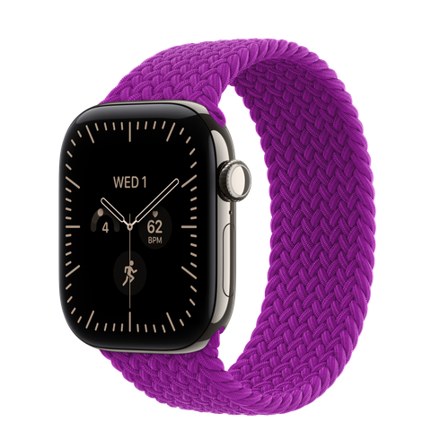 Apple Watch Series 12 GPS + Cellular, 42mm Natural Titanium Case with Magenta Braided Solo Loop