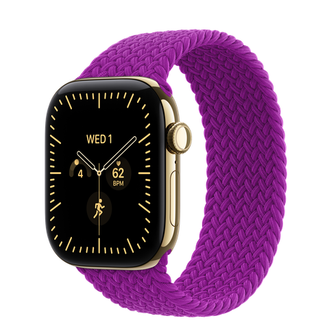 Apple Watch Series 12 GPS + Cellular, 42mm Radiant Gold Titanium Case with Magenta Braided Solo Loop