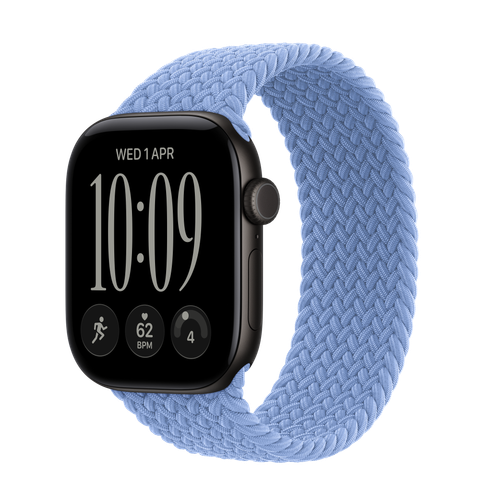 Apple Watch Series 12 GPS + Cellular, 42mm Black Aluminium Case with Wildflower Blue Braided Solo Loop