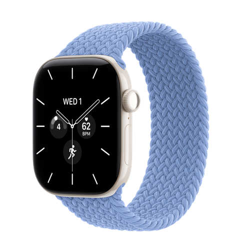 Apple Watch Series 12 GPS + Cellular, 42mm Pearl White Ceramic Case with Wildflower Blue Braided Solo Loop