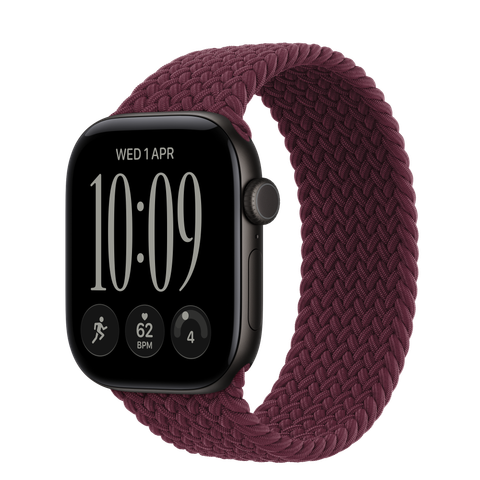 Apple Watch Series 12 GPS, 42mm Black Aluminium Case with Burgundy Braided Solo Loop