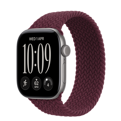 Apple Watch Series 12 GPS, 42mm Space Grey Aluminium Case with Burgundy Braided Solo Loop