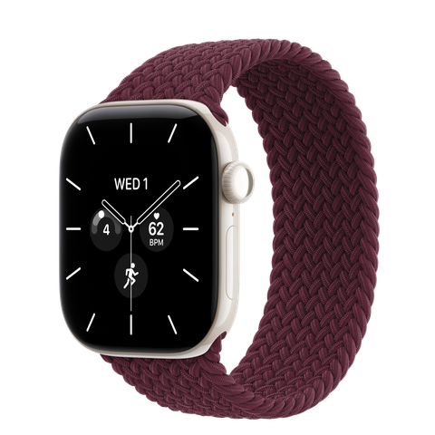 Apple Watch Series 12 GPS + Cellular, 42mm Pearl White Ceramic Case with Burgundy Braided Solo Loop