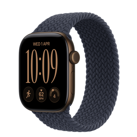 Apple Watch Series 12 GPS, 42mm Dark Bronze Aluminium Case with Navy Blue Braided Solo Loop