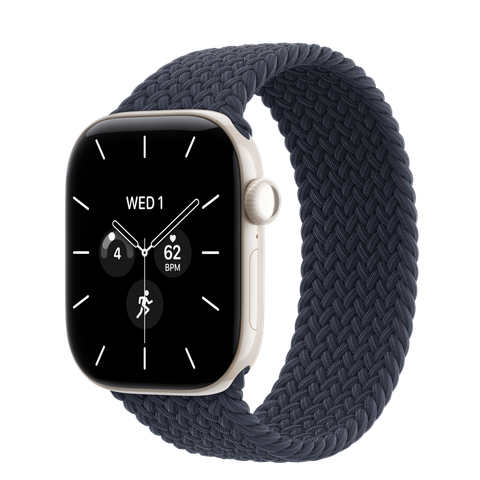 Apple Watch Series 12 GPS + Cellular, 42mm Pearl White Ceramic Case with Navy Blue Braided Solo Loop