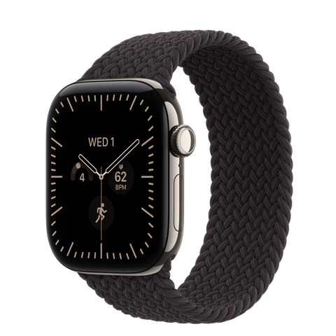 Apple Watch Series 12 GPS + Cellular, 42mm Natural Titanium Case with Black Braided Solo Loop