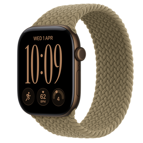 Apple Watch Series 12 GPS, 46mm Dark Bronze Aluminium Case with Olive Braided Solo Loop