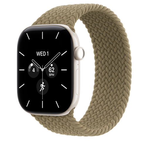 Apple Watch Series 12 GPS + Cellular, 46mm Pearl White Ceramic Case with Olive Braided Solo Loop
