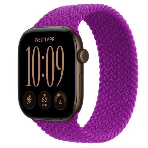 Apple Watch Series 12 GPS, 46mm Dark Bronze Aluminium Case with Magenta Braided Solo Loop