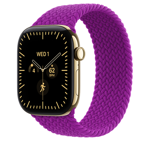 Apple Watch Series 12 GPS + Cellular, 46mm Radiant Gold Titanium Case with Magenta Braided Solo Loop