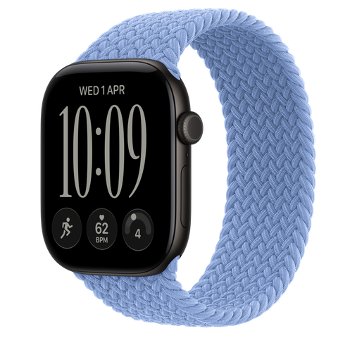 Apple Watch Series 12 GPS, 46mm Black Aluminium Case with Wildflower Blue Braided Solo Loop