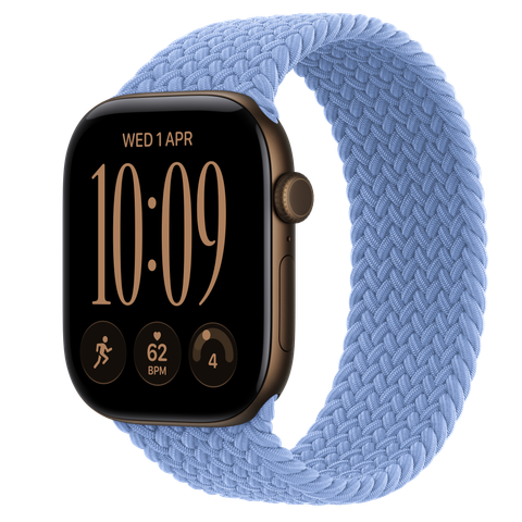 Apple Watch Series 12 GPS, 46mm Dark Bronze Aluminium Case with Wildflower Blue Braided Solo Loop