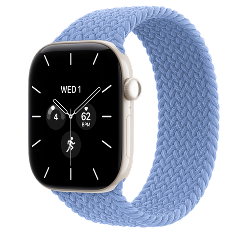 Apple Watch Series 12 GPS + Cellular, 46mm Pearl White Ceramic Case with Wildflower Blue Braided Solo Loop
