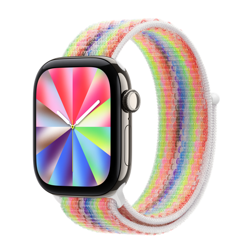 Apple Watch Series 12 GPS + Cellular, 42mm Natural Titanium Case with Pride Edition Sport Loop