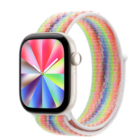 Apple Watch Series 12 GPS + Cellular, 42mm Pearl White Ceramic Case with Pride Edition Sport Loop