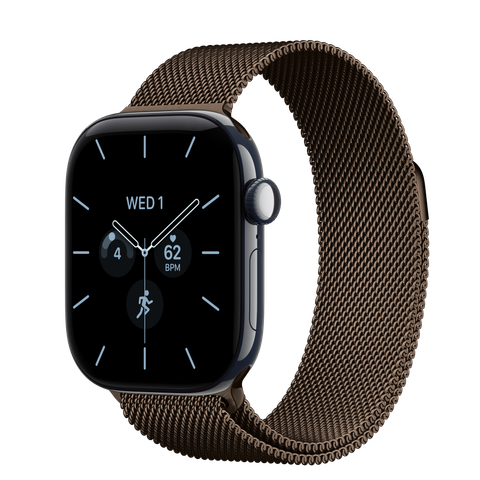 Apple Watch Series 12 GPS + Cellular, 42mm Night Blue Ceramic Case with Dark Bronze Milanese Loop