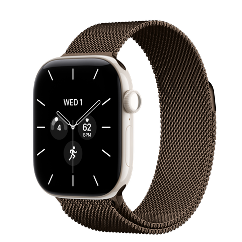 Apple Watch Series 12 GPS + Cellular, 42mm Pearl White Ceramic Case with Dark Bronze Milanese Loop