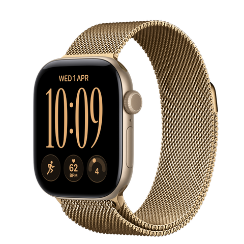 Apple Watch Series 12 GPS, 42mm Light Gold Aluminium Case with Radiant Gold Milanese Loop