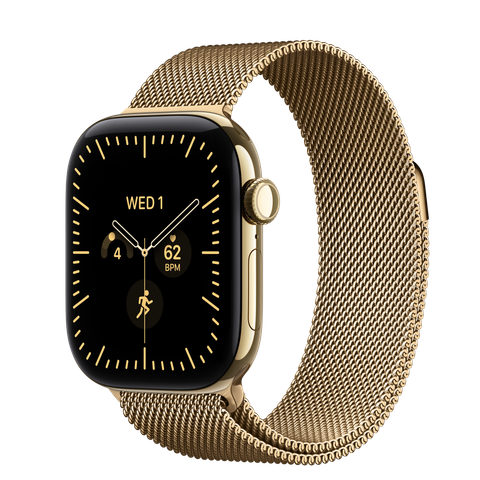 Apple Watch Series 12 GPS + Cellular, 42mm Radiant Gold Titanium Case with Radiant Gold Milanese Loop