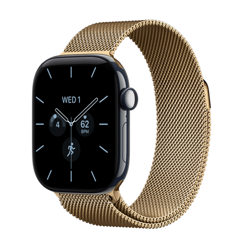 Apple Watch Series 12 GPS + Cellular, 42mm Night Blue Ceramic Case with Radiant Gold Milanese Loop
