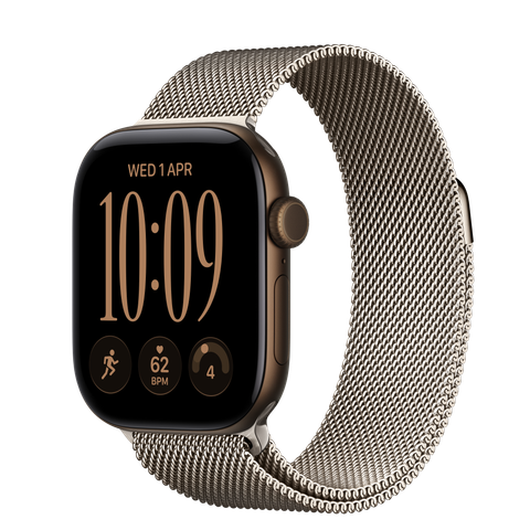 Apple Watch Series 12 GPS + Cellular, 42mm Dark Bronze Aluminium Case with Natural Milanese Loop