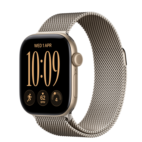 Apple Watch Series 12 GPS, 42mm Light Gold Aluminium Case with Natural Milanese Loop