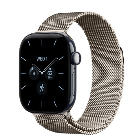 Apple Watch Series 12 GPS + Cellular, 42mm Night Blue Ceramic Case with Natural Milanese Loop