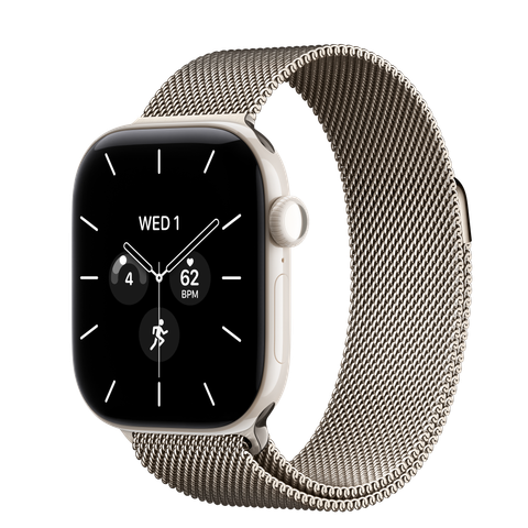 Apple Watch Series 12 GPS + Cellular, 42mm Pearl White Ceramic Case with Natural Milanese Loop
