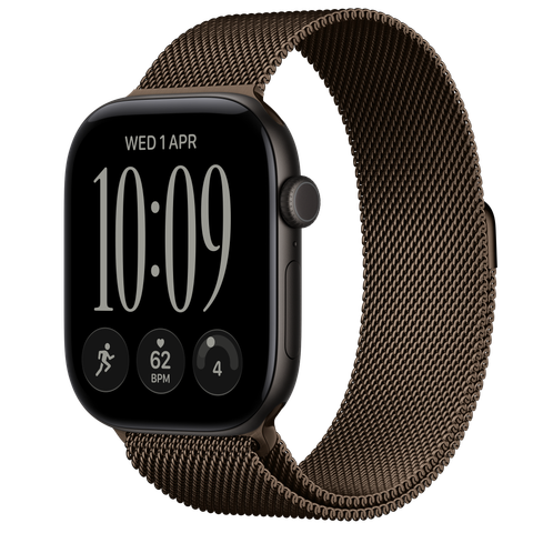Apple Watch Series 12 GPS, 46mm Black Aluminium Case with Dark Bronze Milanese Loop