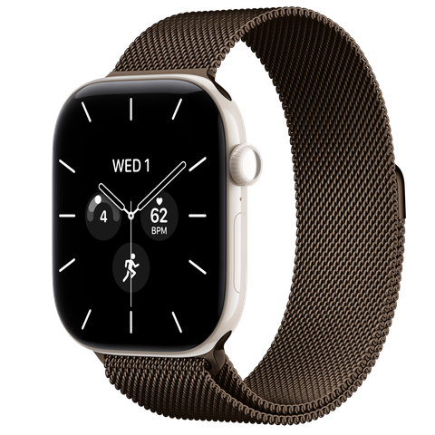 Apple Watch Series 12 GPS + Cellular, 46mm Pearl White Ceramic Case with Dark Bronze Milanese Loop
