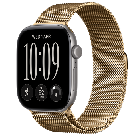 Apple Watch Series 12 GPS + Cellular, 46mm Space Grey Aluminium Case with Radiant Gold Milanese Loop