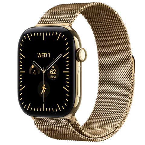Apple Watch Series 12 GPS + Cellular, 46mm Radiant Gold Titanium Case with Radiant Gold Milanese Loop