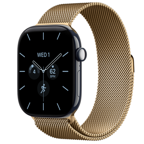 Apple Watch Series 12 GPS + Cellular, 46mm Night Blue Ceramic Case with Radiant Gold Milanese Loop