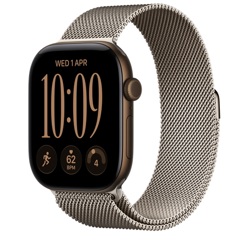 Apple Watch Series 12 GPS, 46mm Dark Bronze Aluminium Case with Natural Milanese Loop