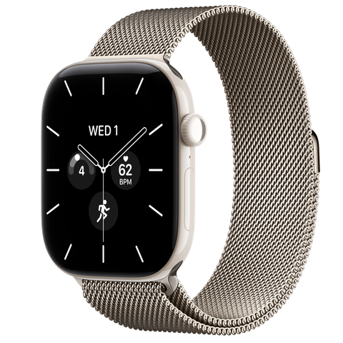 Apple Watch Series 12 GPS + Cellular, 46mm Pearl White Ceramic Case with Natural Milanese Loop