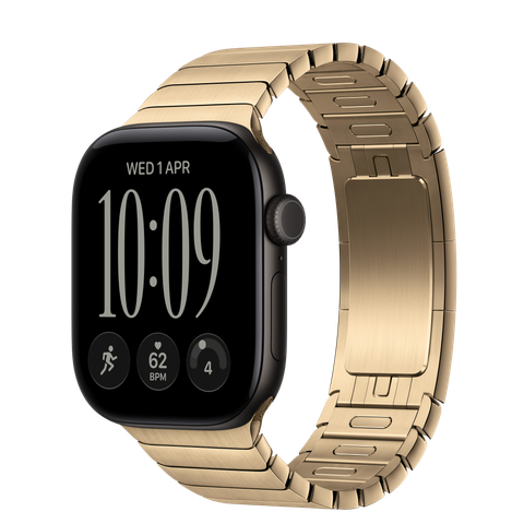 Apple Watch Series 12 GPS, 42mm Black Aluminium Case with Radiant Gold Link Bracelet