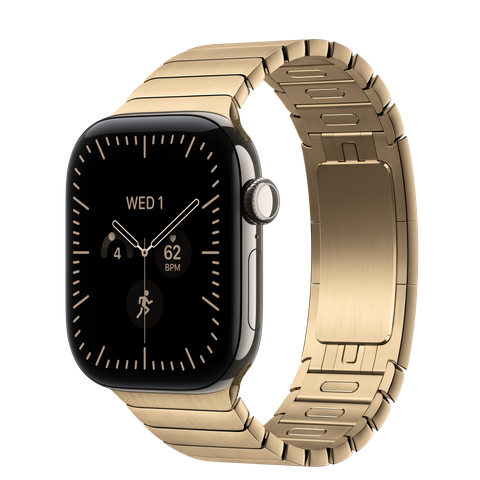 Apple Watch Series 12 GPS + Cellular, 42mm Natural Titanium Case with Radiant Gold Link Bracelet