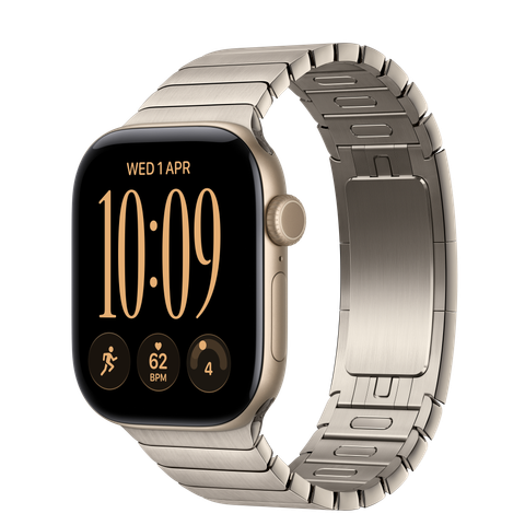 Apple Watch Series 12 GPS + Cellular, 42mm Light Gold Aluminium Case with Natural Link Bracelet