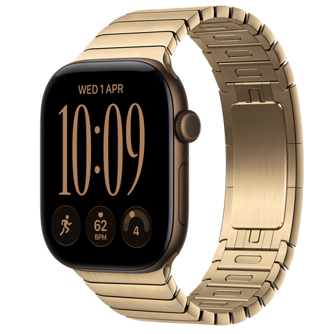 Apple Watch Series 12 GPS + Cellular, 46mm Dark Bronze Aluminium Case with Radiant Gold Link Bracelet