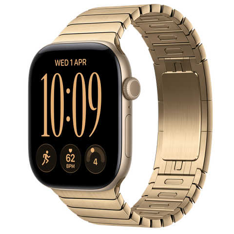 Apple Watch Series 12 GPS, 46mm Light Gold Aluminium Case with Radiant Gold Link Bracelet