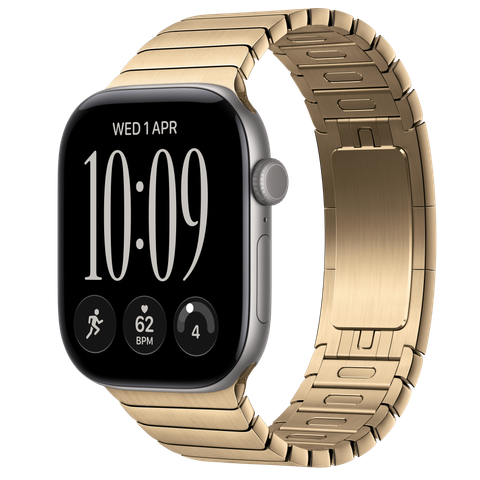 Apple Watch Series 12 GPS, 46mm Space Grey Aluminium Case with Radiant Gold Link Bracelet