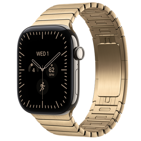 Apple Watch Series 12 GPS + Cellular, 46mm Natural Titanium Case with Radiant Gold Link Bracelet