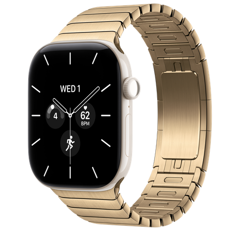 Apple Watch Series 12 GPS + Cellular, 46mm Pearl White Ceramic Case with Radiant Gold Link Bracelet