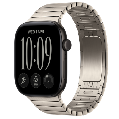 Apple Watch Series 12 GPS + Cellular, 46mm Black Aluminium Case with Natural Link Bracelet