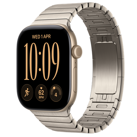 Apple Watch Series 12 GPS, 46mm Light Gold Aluminium Case with Natural Link Bracelet