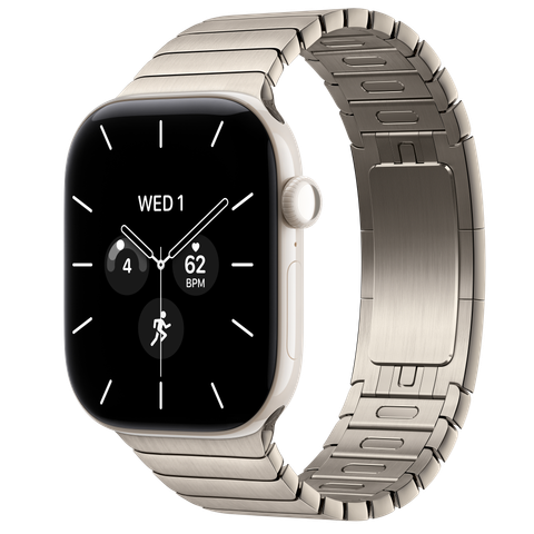 Apple Watch Series 12 GPS + Cellular, 46mm Pearl White Ceramic Case with Natural Link Bracelet