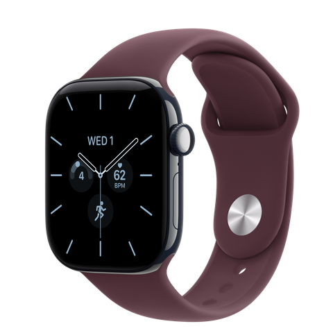 Apple Watch Series 12 GPS + Cellular, 42mm Night Blue Ceramic Case with Burgundy Sport Band