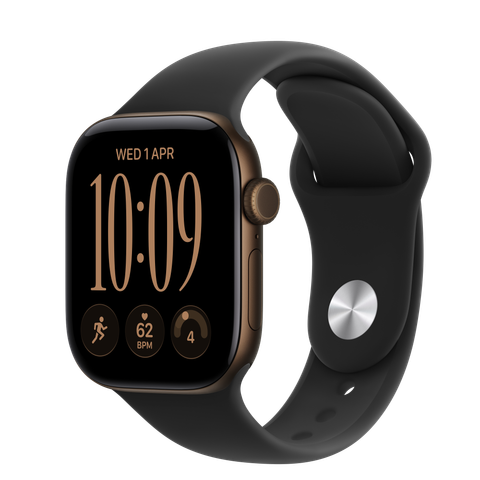 Apple Watch Series 12 GPS, 42mm Dark Bronze Aluminium Case with Black Sport Band