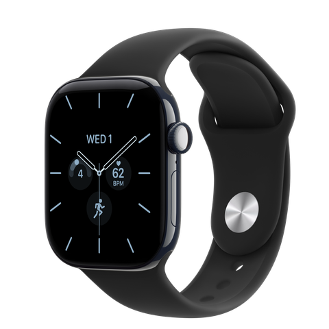 Apple Watch Series 12 GPS + Cellular, 42mm Night Blue Ceramic Case with Black Sport Band